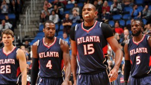 Al Horford e Paul Millsap, lunghi titolari degli Atlanta Hawks.