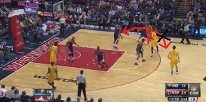 Watson e Mahinmi giocano un pick and roll