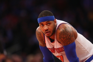 Carmelo Anthony con la jersey dei Knicks