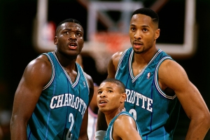 Da sinistra: Larry Johnson, Muggsy Bogues, Alonzo Mourning