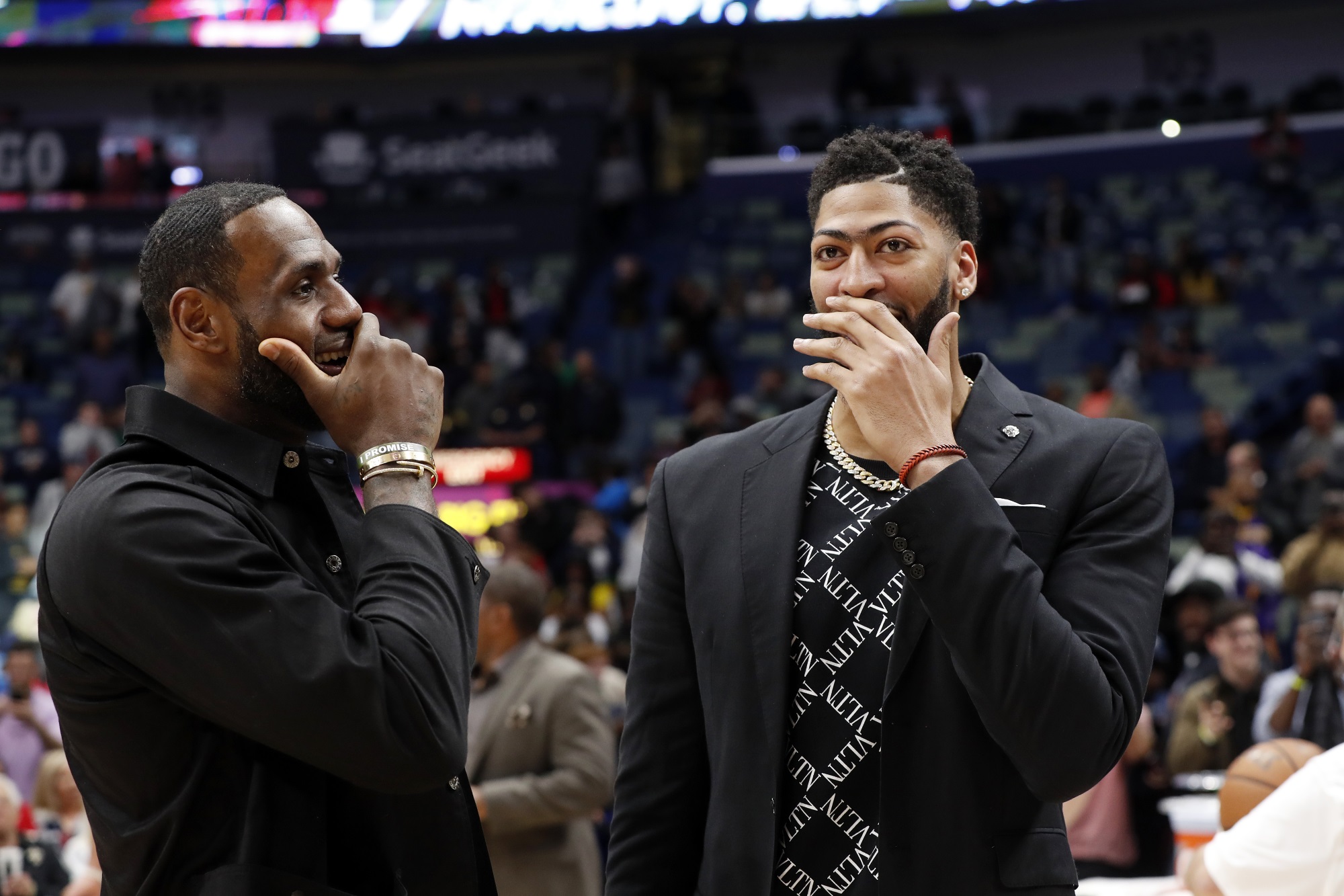 LeBron James and Anthony Davis, Los Angeles Lakers vs New Orleans Pelicans at Smoothie King Center